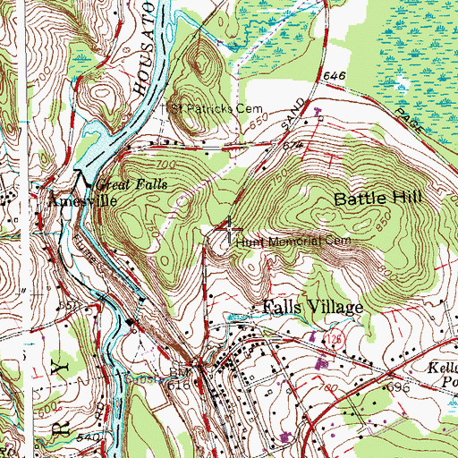 Topographic Map of Hunt Memorial Cemetery, CT