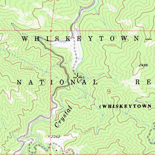 Topographic Map of Crystal Creek Falls, CA