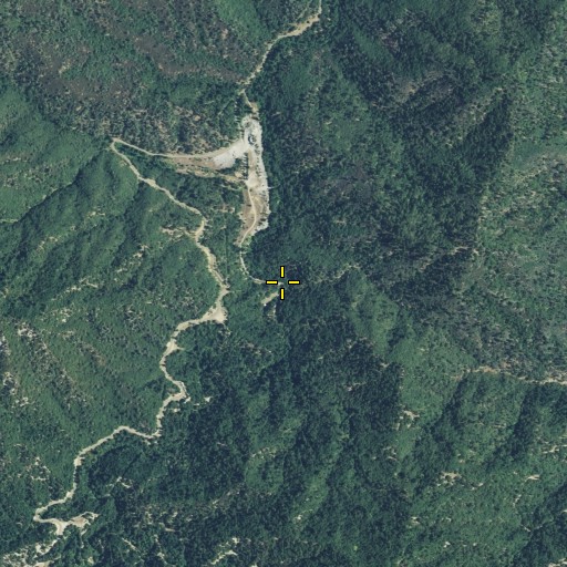 Aerial/Satellite Image of Crystal Creek Falls, CA