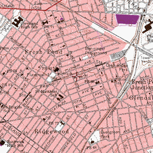 Topographic Map of Emmaus Evangelical Lutheran Church, NY