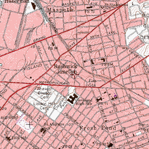 Topographic Map of First Church of Christ, NY