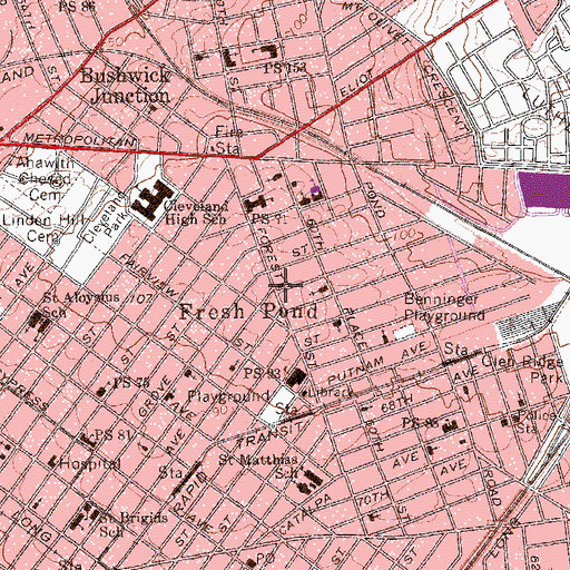Topographic Map of First Romanian Baptist Church, NY