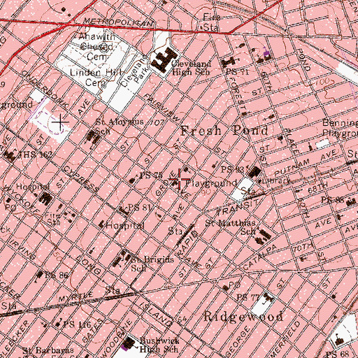 Topographic Map of Saint Mark's United Church of Christ, NY