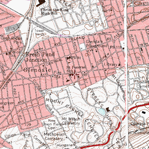 Topographic Map of Saint Pancras Church, NY