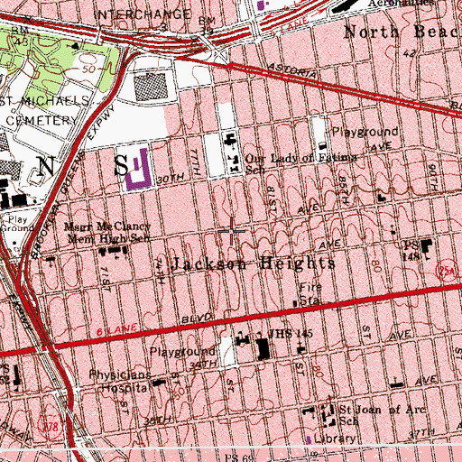 Topographic Map of Islamic Center of Jackson Heights, NY