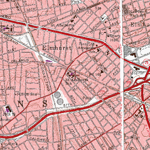 Topographic Map of Saint Adalbert Catholic Church, NY