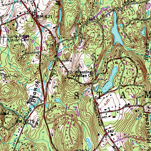 Topographic Map of Hunting Ridge Church, CT