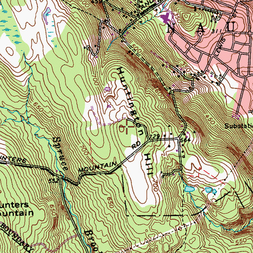 Topographic Map of Huntington Hill, CT
