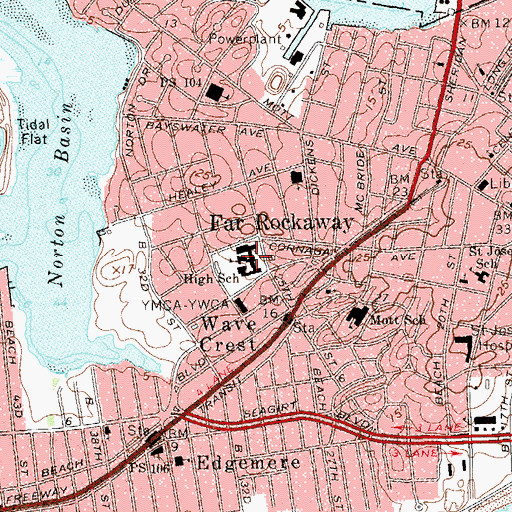 Topographic Map of Q465 Far Rockaway High School, NY