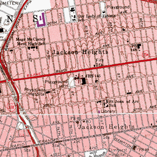 Topographic Map of Garden School, NY
