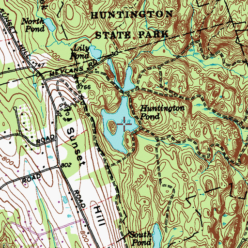 Topographic Map of Huntington Pond, CT