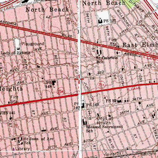 Topographic Map of Intermediate School 227, NY