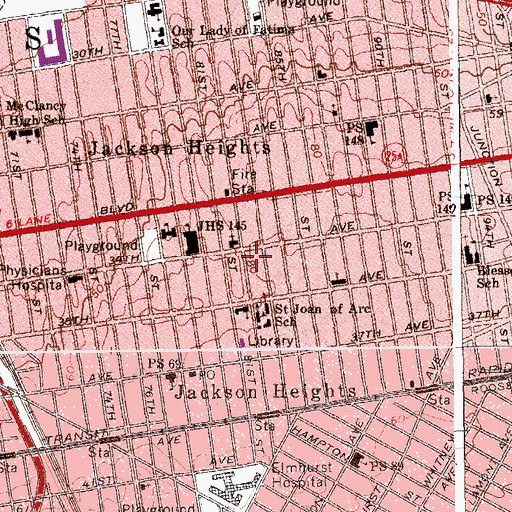 Topographic Map of Public School 212, NY