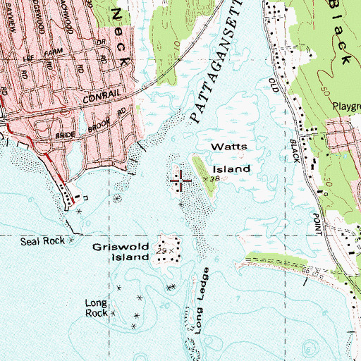 Topographic Map of Huntley Island, CT