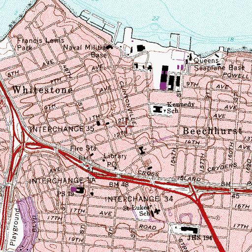 Topographic Map of Whitestone Academy, NY
