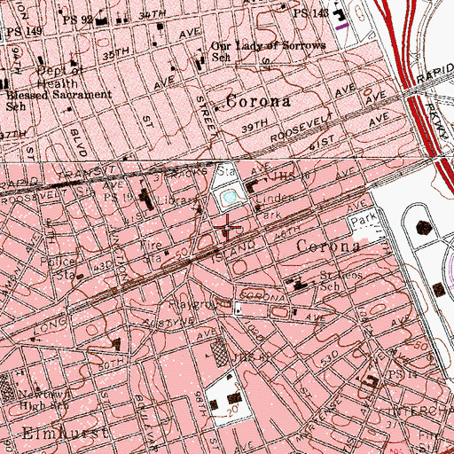 Topographic Map of Corona A Station Flushing Post Office, NY