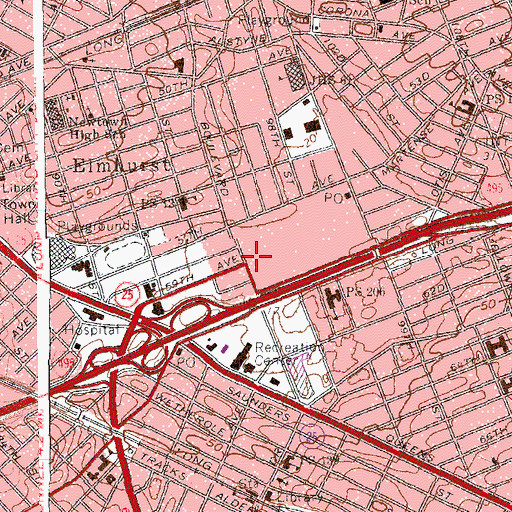 Topographic Map of Corona Station Flushing Post Office, NY