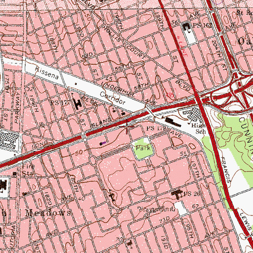 Topographic Map of Fresh Meadows Post Office, NY