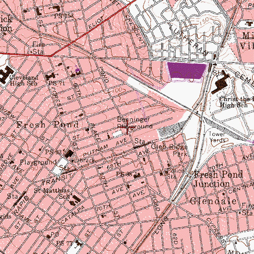 Topographic Map of Fresh Pond Post Office, NY