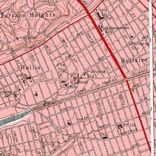 Topographic Map of Hollis Station Jamaica Post Office, NY