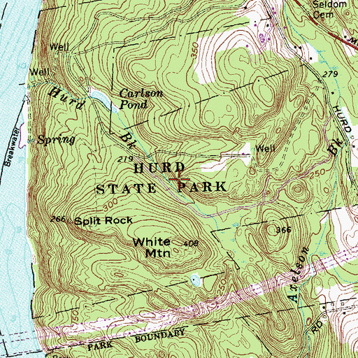 Topographic Map of Hurd State Park, CT
