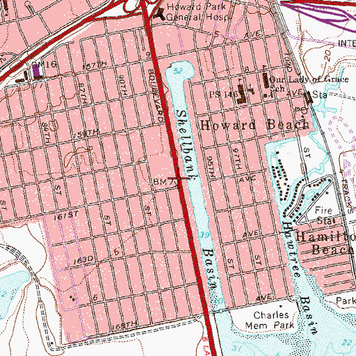 Topographic Map of Howard Beach Station Jamaica Post Office, NY