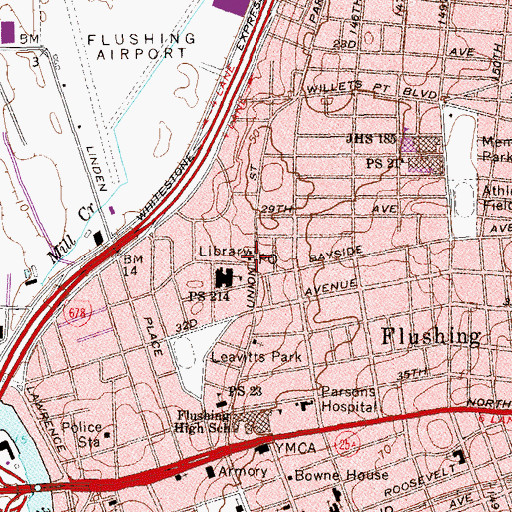 Topographic Map of Linden Hill Station Flushing Post Office, NY