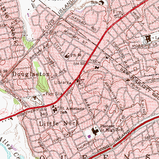 Topographic Map of Little Neck Post Office, NY