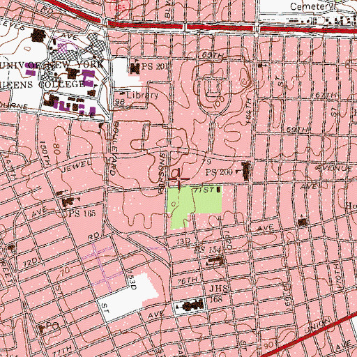 Topographic Map of Pomonok Station Flushing Post Office, NY