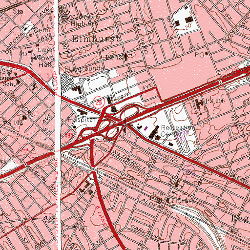 Topographic Map of Rego Park Station Flushing Post Office, NY