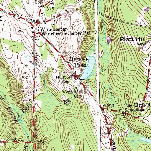 Topographic Map of Hurlbut Cemetery, CT