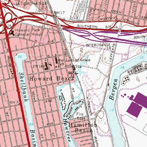 Topographic Map of Station B Jamaica Post Office, NY