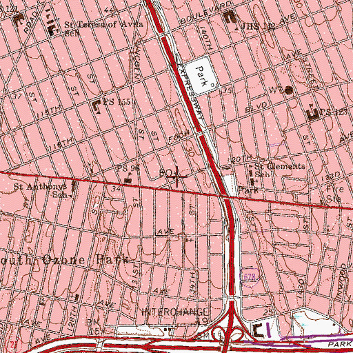 Topographic Map of South Ozone Park Station Jamaica Post Office, NY