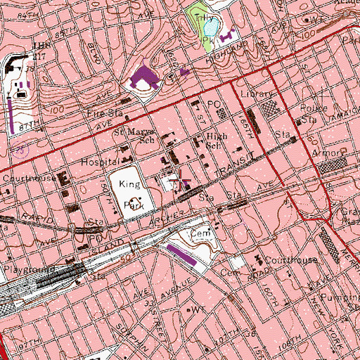 Topographic Map of Grace Episcopal Churchyard, NY