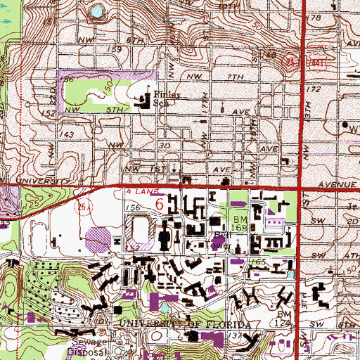 Topographic Map of University Lutheran Church Student Center, FL