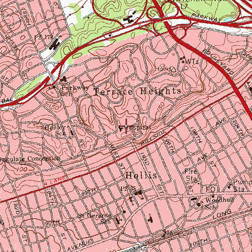 Topographic Map of Holliswood Hospital, NY