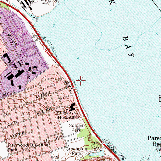 Topographic Map of Bayside Marina, NY