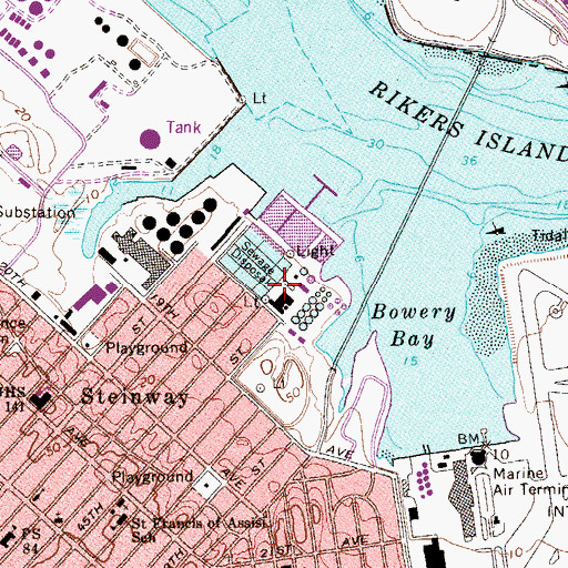 Topographic Map of Bowery Bay Water Pollution Control Plant, NY