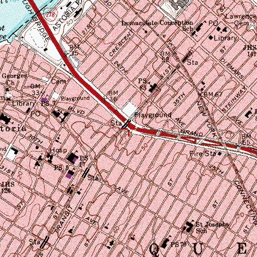 Topographic Map of Columbus Triangle, NY