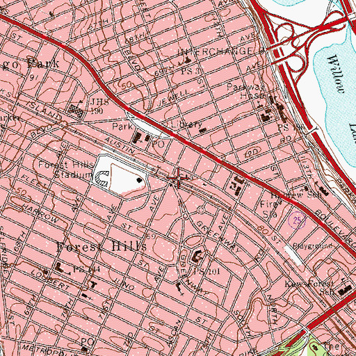 Topographic Map of Forest Hills Station, NY