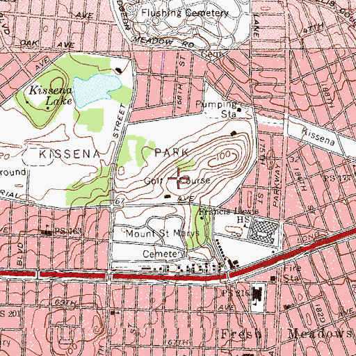 Topographic Map of Kissena Park Golf Course, NY