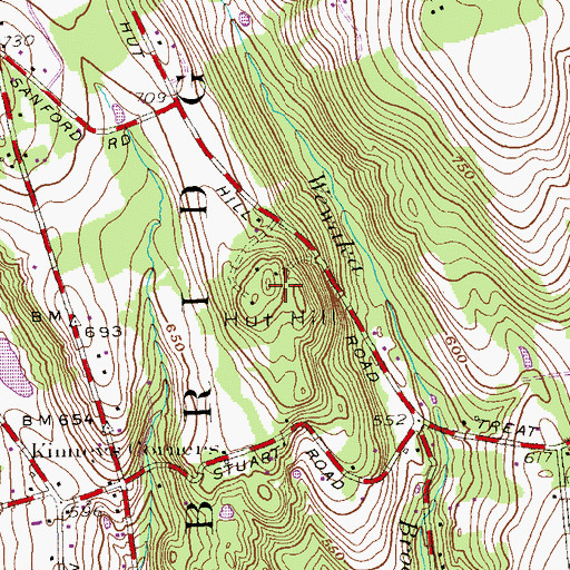 Topographic Map of Hut Hill, CT