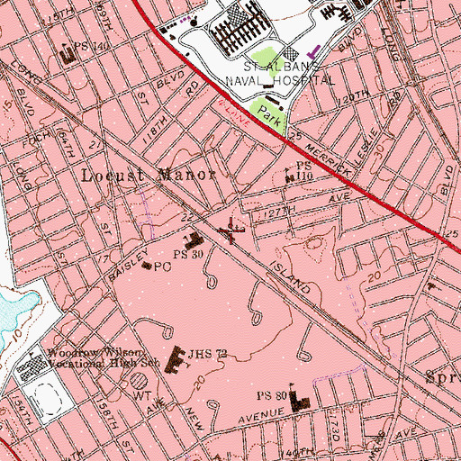 Topographic Map of Locust Manor Station, NY