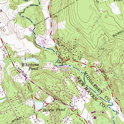 Topographic Map of Huzzle Guzzle Brook, CT