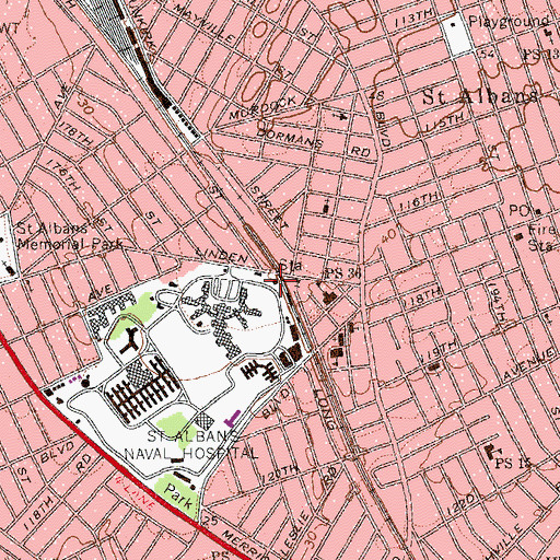 Topographic Map of Saint Albans Station, NY
