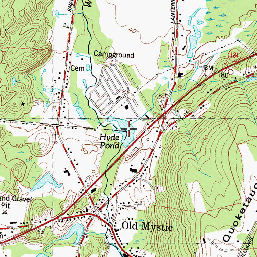 Topographic Map of Hyde Pond, CT