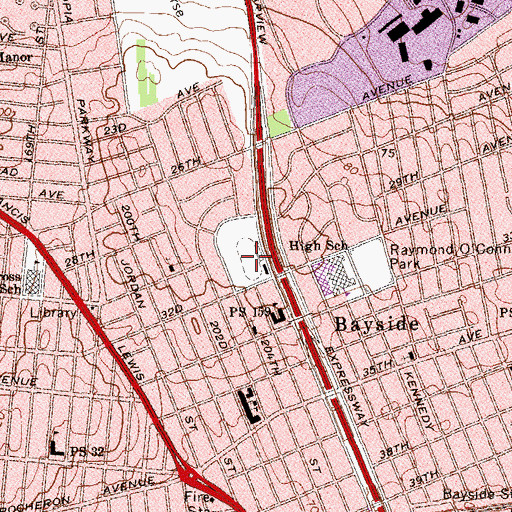 Topographic Map of Bayside Athletic Field, NY