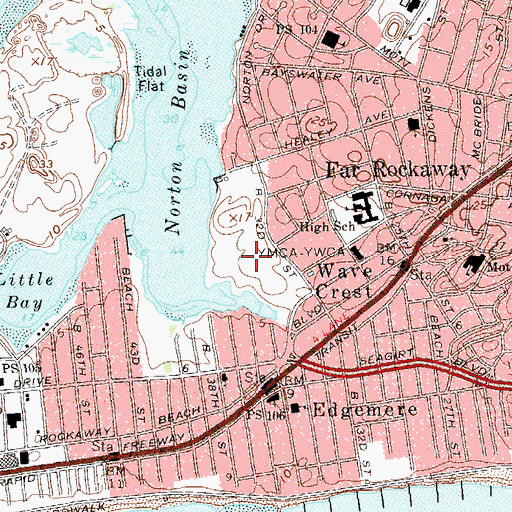 Topographic Map of Michaelis-Bayswater Park, NY