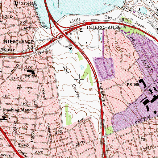 Topographic Map of Clearview Park, NY