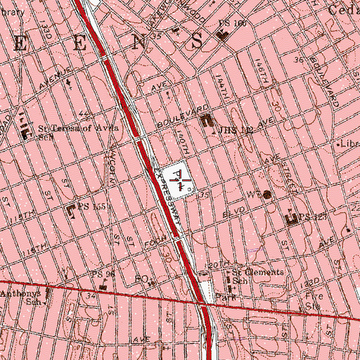 Topographic Map of Doctor Charles R Drew Memorial Park, NY